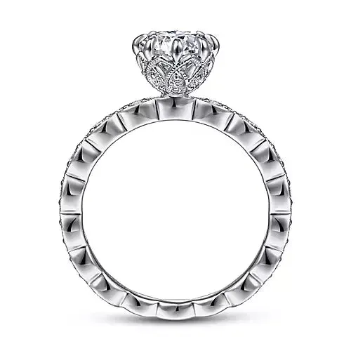 Gabriel Co Earrings 14kt White Gold Vintage Inspired Diamond Semi Mount