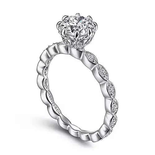 Gabriel Co Earrings 14kt White Gold Vintage Inspired Diamond Semi Mount