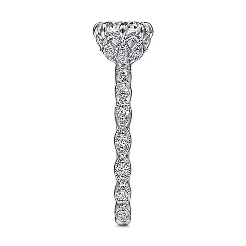 Gabriel Co Earrings 14kt White Gold Vintage Inspired Diamond Semi Mount