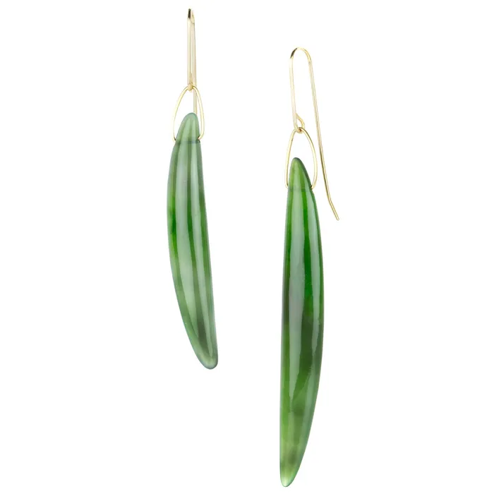 Gabriella Kiss Earrings 14k Polished Nephrite Bean Earrings