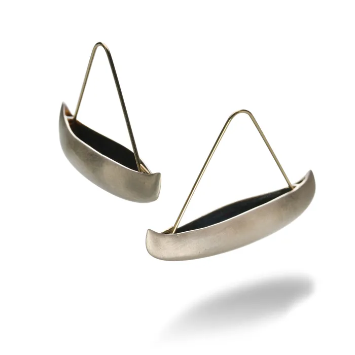 Gabriella Kiss Earrings Silver Canoe Earrings