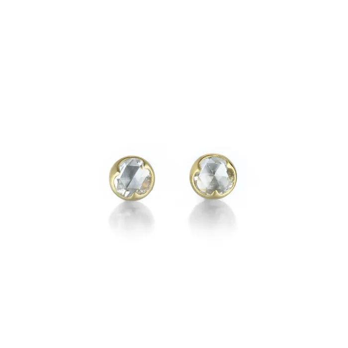 Gabriella Kiss Rings 18k Round White Rose Cut Diamond Studs