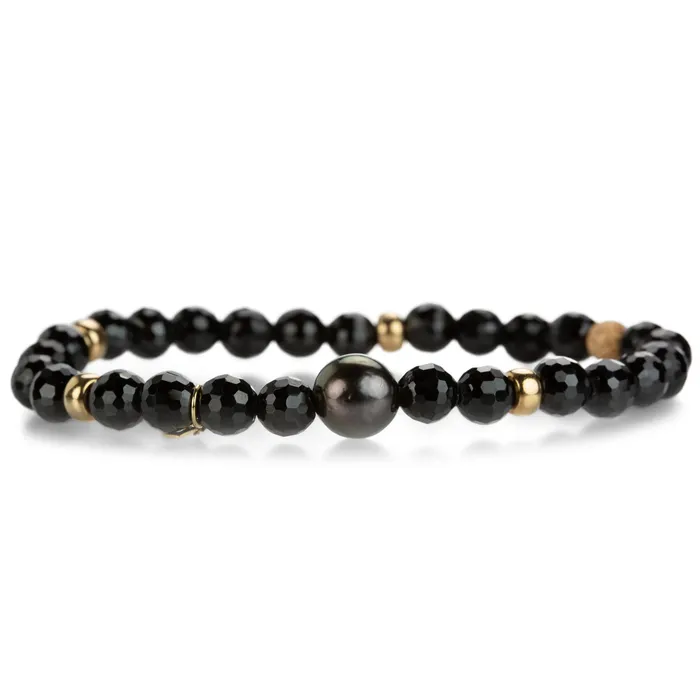 Gellner Spinel and Tahitian Pearl Stretch Bracelet Bracelets