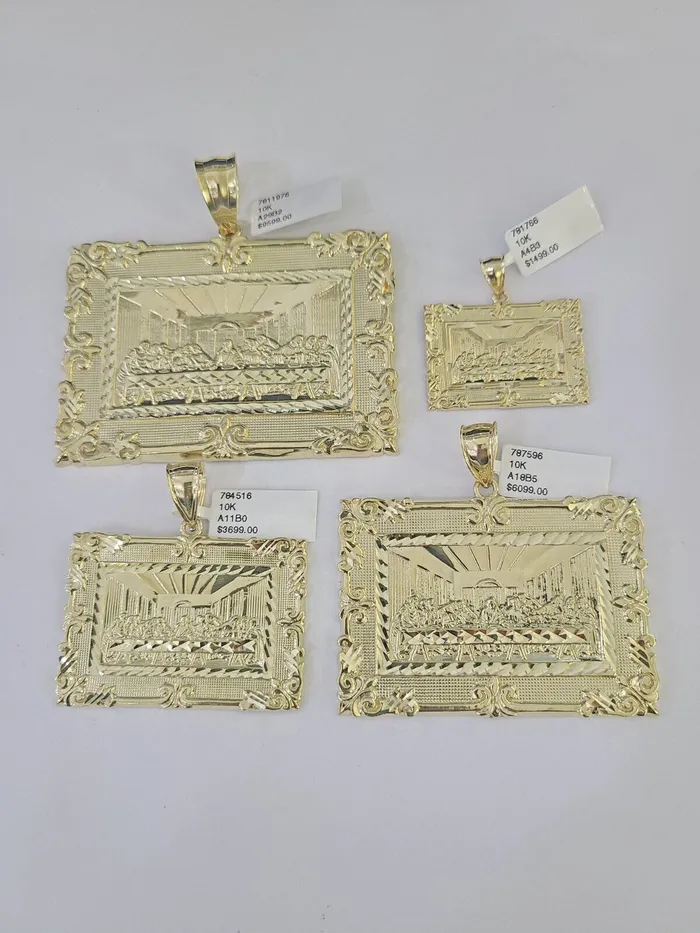Globalwatches10 10k Last Supper Charm Pendant Yellow Gold Mens Womens 3 25 2 15 Charm Necklaces Globalwatches10 10k Last Supper Charm Pendant Yellow Gold Mens Womens 3 25 2 15 Charm Necklaces