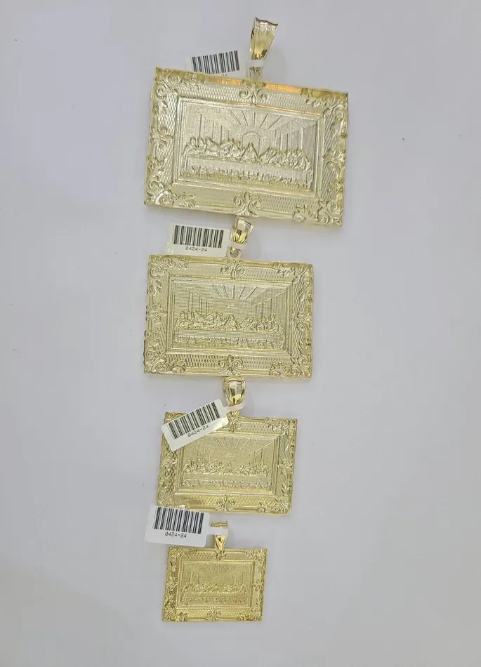 Globalwatches10 10k Last Supper Charm Pendant Yellow Gold Mens Womens 3 25 2 15 Charm Necklaces