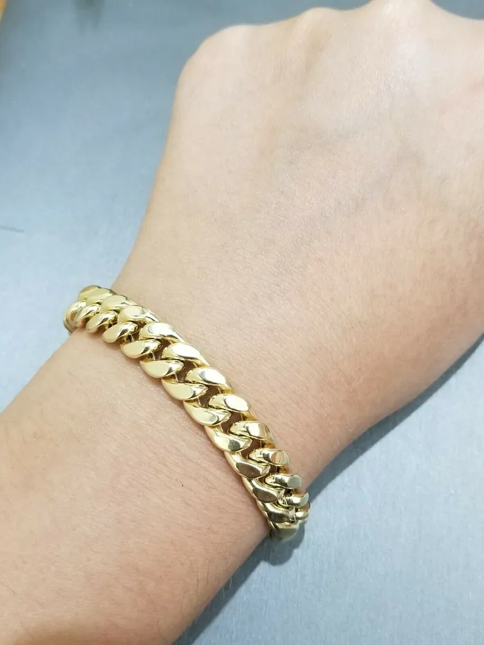 globalwatches10 10k Yellow Gold Miami Cuban Men Bracelet 9 Inch 9MM Box Clasp REAL Bracelets