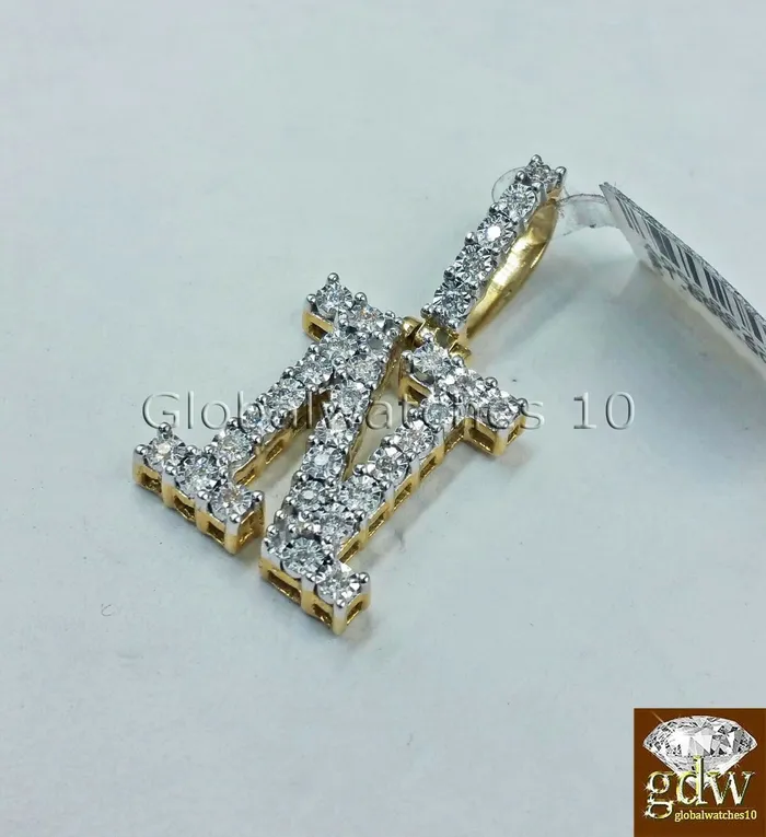 Globalwatches10 Charm Necklaces Real 10k Gold and Diamonds Letter N Initial Alphabet CharmPendant 15 Inch