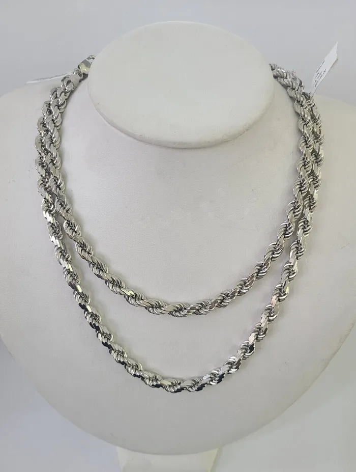 Globalwatches10 Necklaces 10K Rope Chain Real Solid White Gold Necklace 5mm Length 20 22 24 26 28 30 Globalwatches10 Necklaces 10K Rope Chain Real Solid White Gold Necklace 5mm Length 20 22 24 26 28 30