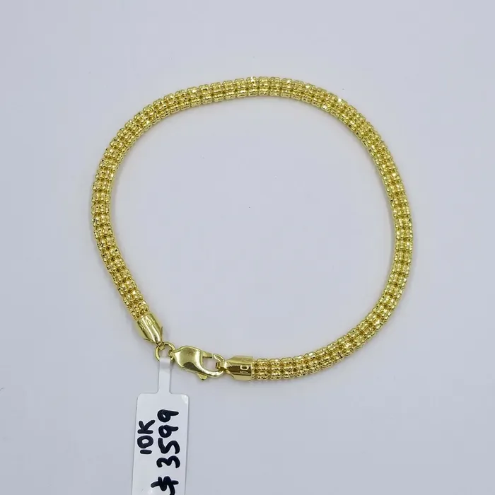 Gold and Diamond 10k Yellow Gold Iced Bead Bracelet Chain Mens Womens Bracelet 925 5mm Bracelets