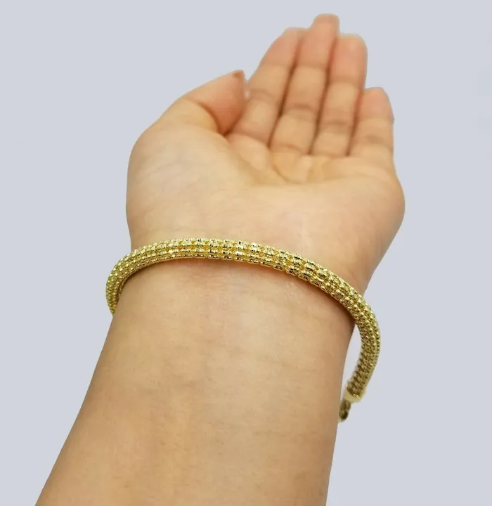 Gold and Diamond 10k Yellow Gold Iced Bead Bracelet Chain Mens Womens Bracelet 925 5mm Bracelets