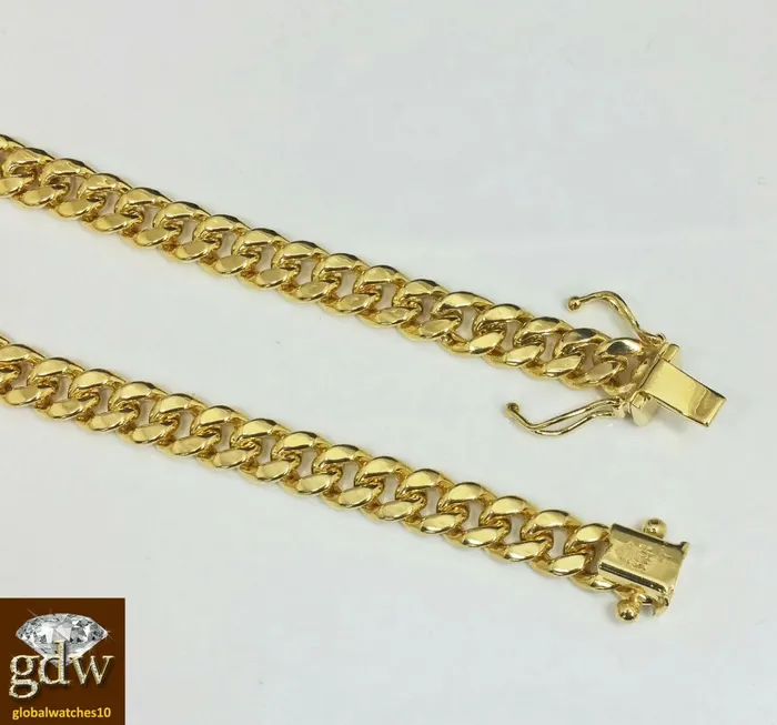 Gold and Diamond Bracelets Real 10k Yellow Gold Miami Cuban Bracelet 6mm 75 Box Lock Strong Unisex