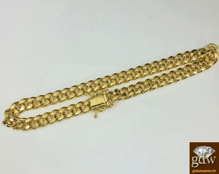 Gold and Diamond Bracelets Real 10k Yellow Gold Miami Cuban Bracelet 6mm 75 Box Lock Strong Unisex