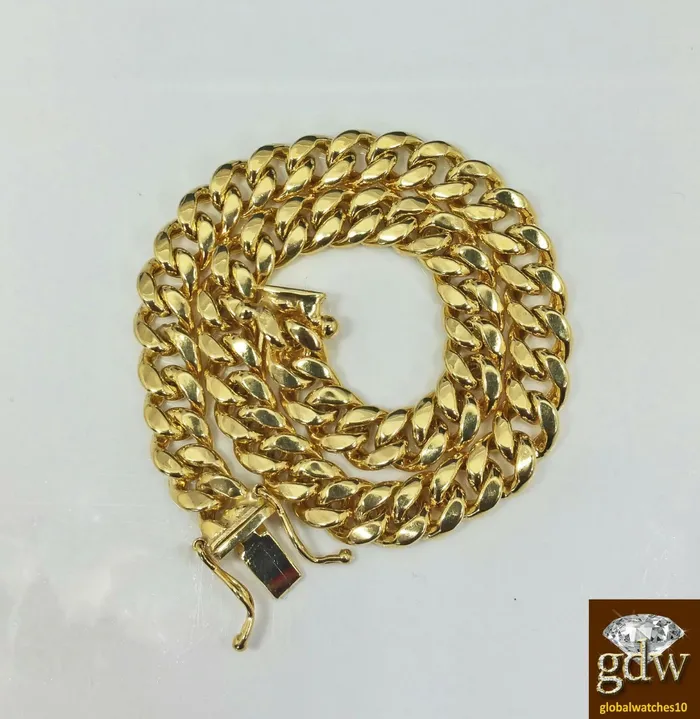 Gold and Diamond Bracelets Real 10k Yellow Gold Miami Cuban Bracelet 6mm 75 Box Lock Strong Unisex