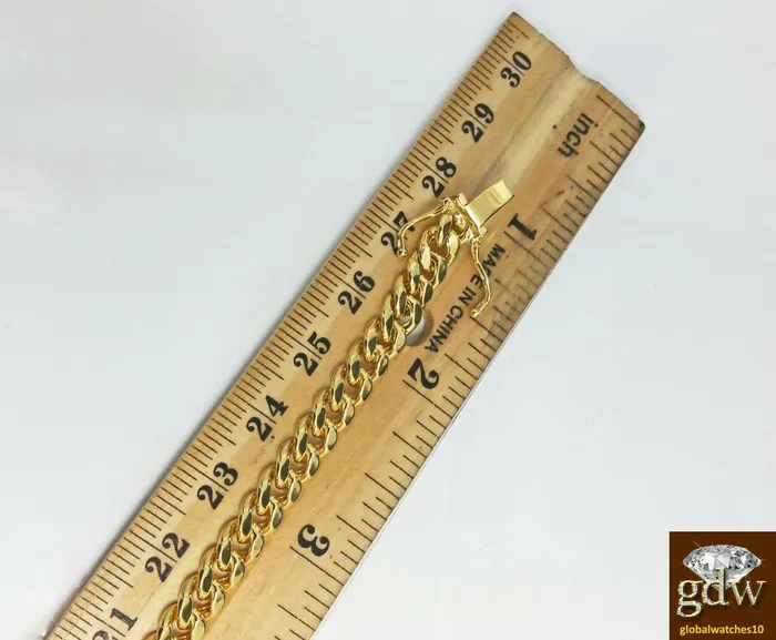 Gold and Diamond Bracelets Real 10k Yellow Gold Miami Cuban Bracelet 6mm 75 Box Lock Strong Unisex