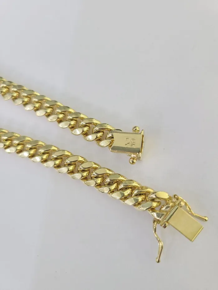 Gold and Diamond Bracelets Real 14K Miami Cuban Bracelet Yellow Gold Box Clasp 85 Inch 7mm Link