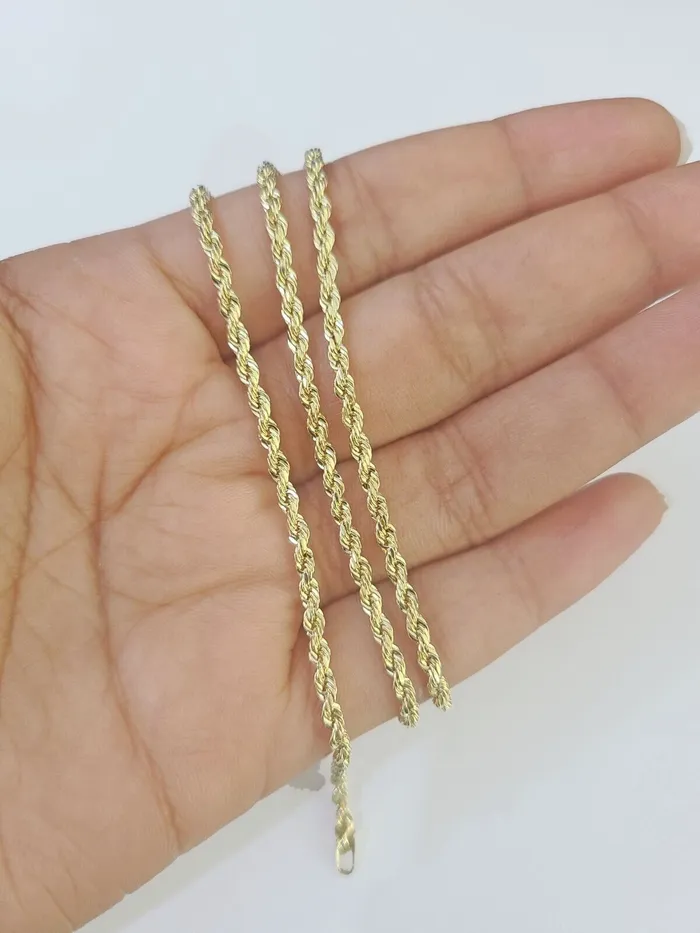 Gold and Diamond Charm Necklaces 10k Gold Lion Head Diamond Charm and 25mm 20 Inches Rope Chain