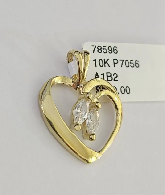 Gold and Diamond Charm Necklaces 10K Real Heart Charm Pendant Gold 10kt Genuine Yellow Gold and Diamond Charm Necklaces 10K Real Heart Charm Pendant Gold 10kt Genuine Yellow