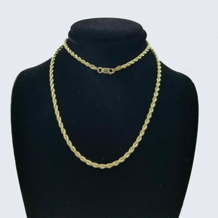 Gold and Diamond Charm Necklaces REAL 10k Yellow Gold KING Lion Head Charm Pendent 4mm Rope Chain 20 22 24 26