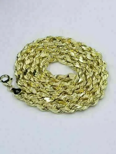 Gold and Diamond Charm Necklaces REAL 10k Yellow Gold KING Lion Head Charm Pendent 4mm Rope Chain 20 22 24 26
