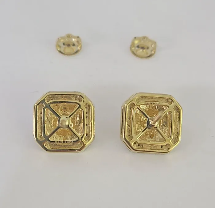 Gold and Diamond Earrings 10k Diamond Lion Earrings Yellow gold Real ScrewBack Women Men studs
