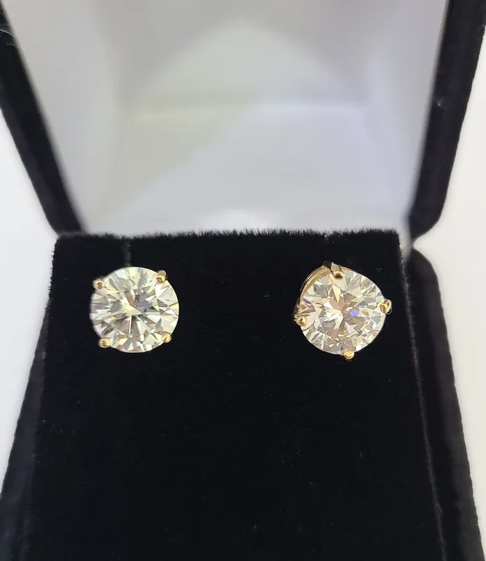 Gold and Diamond Earrings 14k Yellow gold Round Earrings Diamond screwback Lab Created Women Men Studs Gold and Diamond Earrings 14k Yellow gold Round Earrings Diamond screwback Lab Created Women Men Studs