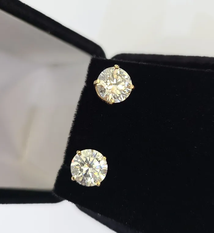 Gold and Diamond Earrings 14k Yellow gold Round Earrings Diamond screwback Lab Created Women Men Studs