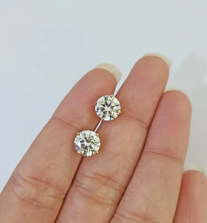 Gold and Diamond Earrings 14k Yellow gold Round Earrings Diamond screwback Lab Created Women Men Studs
