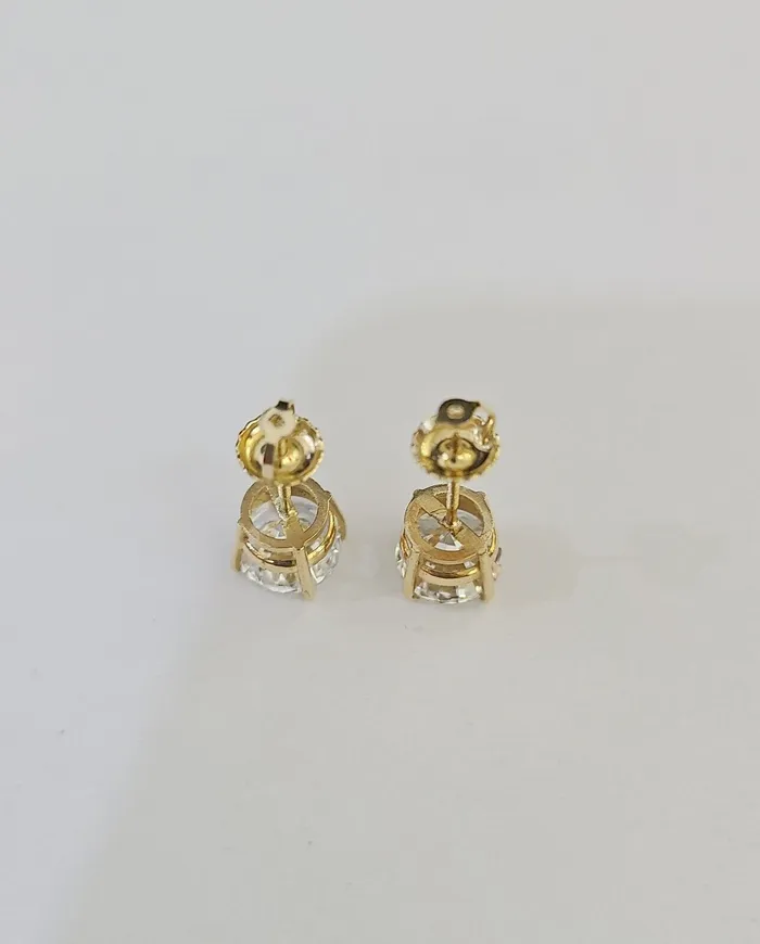 Gold and Diamond Earrings 14k Yellow gold Round Earrings Diamond screwback Lab Created Women Men Studs