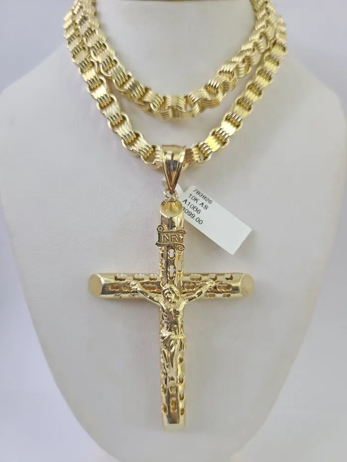 Gold and Diamond Necklaces 10k Gold Byzantine Necklace Jesus Cross Charm 2030 inches 6mm SET Chain Pendant Gold and Diamond Necklaces 10k Gold Byzantine Necklace Jesus Cross Charm 2030 inches 6mm SET Chain Pendant