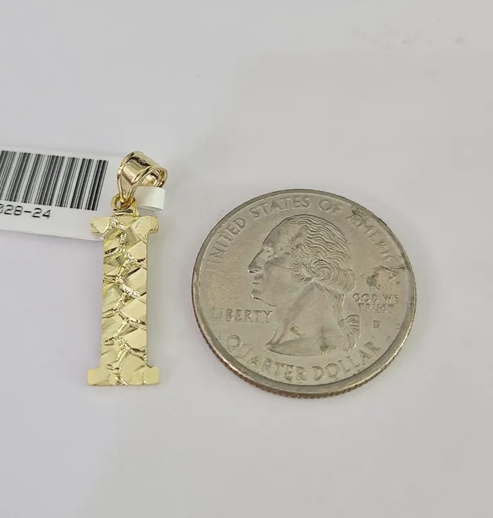 Gold and Diamond Necklaces 10k Gold Initial I Charm Rope Chain 1626 25mm SET Necklace Alphabet Pendant