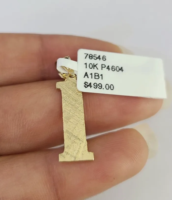Gold and Diamond Necklaces 10k Gold Initial I Charm Rope Chain 1626 25mm SET Necklace Alphabet Pendant