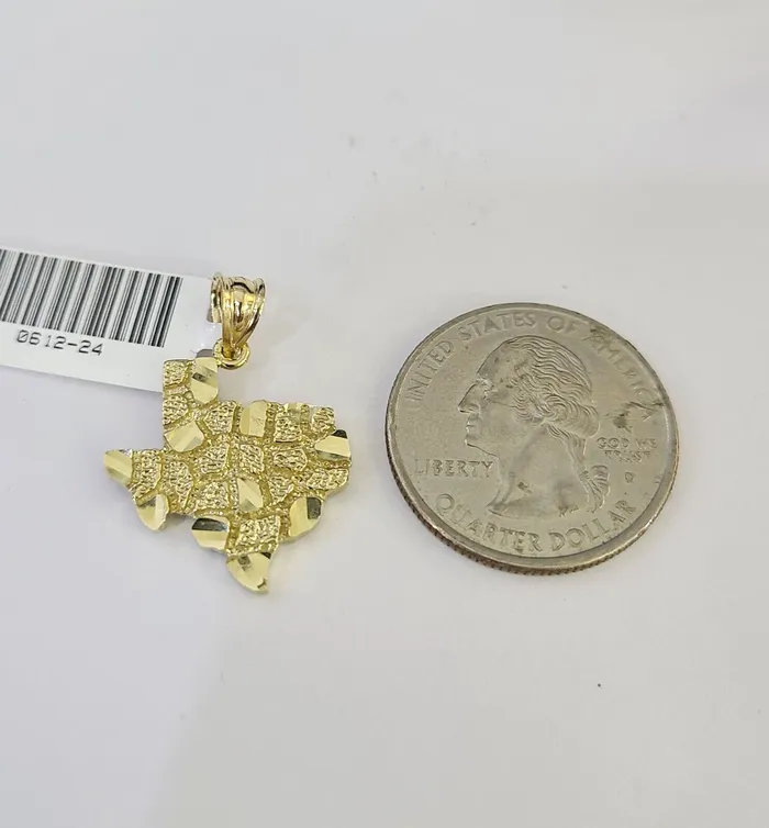 Gold and Diamond Necklaces 10k Solid Rope Chain 2mm Texas Map Pendant Charm Necklace SET 1824 in