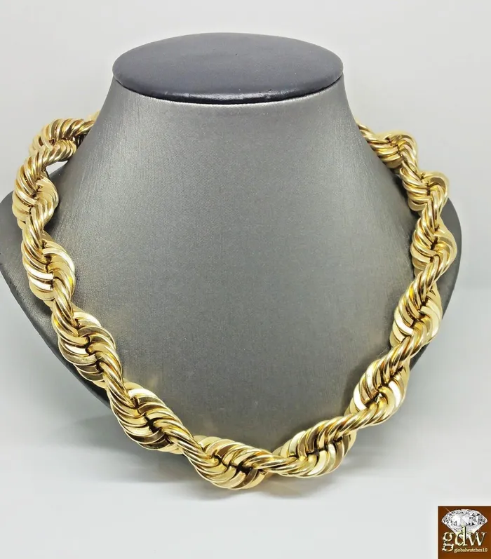 Gold and Diamond Necklaces Real 10k Gold Rope Chain Necklace 26 Inch 15mm lobster Lock Authentic 10k Gold and Diamond Necklaces Real 10k Gold Rope Chain Necklace 26 Inch 15mm lobster Lock Authentic 10k