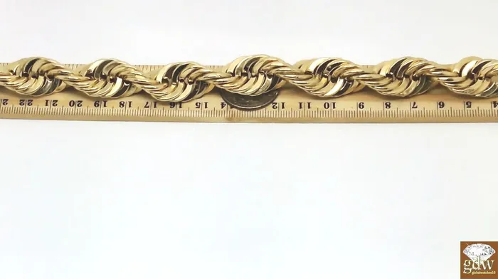 Gold and Diamond Necklaces Real 10k Gold Rope Chain Necklace 26 Inch 15mm lobster Lock Authentic 10k