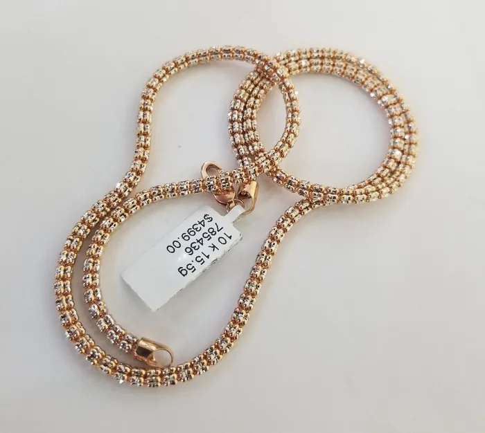 Gold and Diamond Necklaces Real 10k Gold Rose Chain Tennis Necklace Diamond Cuts Shiny Men Women 20 3mm