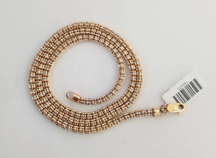 Gold and Diamond Necklaces Real 10k Gold Rose Chain Tennis Necklace Diamond Cuts Shiny Men Women 20 3mm