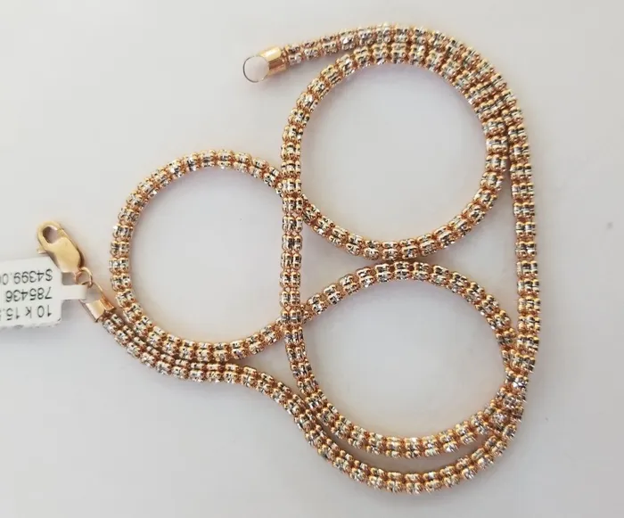 Gold and Diamond Necklaces Real 10k Gold Rose Chain Tennis Necklace Diamond Cuts Shiny Men Women 20 3mm
