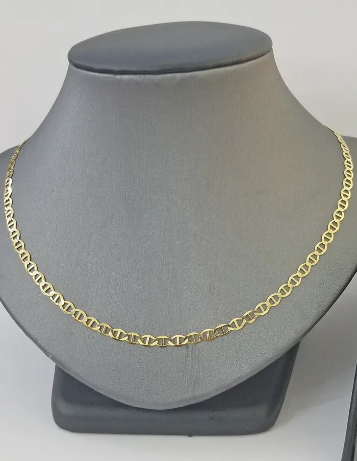 Gold and Diamond Necklaces Real 10k Yellow Gold Mariner Anchor Link Chain 22 Inch 4mm Necklace