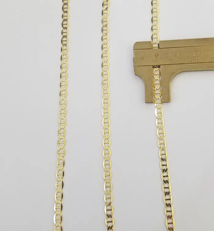 Gold and Diamond Necklaces Real 10k Yellow Gold Mariner Anchor Link Chain 22 Inch 4mm Necklace