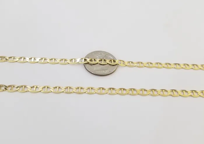 Gold and Diamond Necklaces Real 10k Yellow Gold Mariner Anchor Link Chain 22 Inch 4mm Necklace