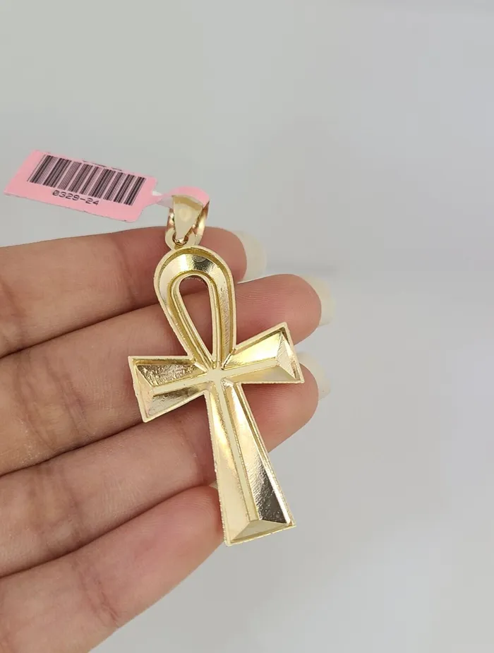 Gold and Diamond Necklaces Real 14k Solid Rope Chain Ankh Cross Charm Gold Set 4mm 1830 Necklace Pendant