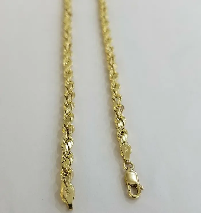 Gold and Diamond Necklaces SOLID Real 10K Gold Rope Chain 4mm 26 Necklace Diamond Cut Men Women Gold and Diamond Necklaces SOLID Real 10K Gold Rope Chain 4mm 26 Necklace Diamond Cut Men Women