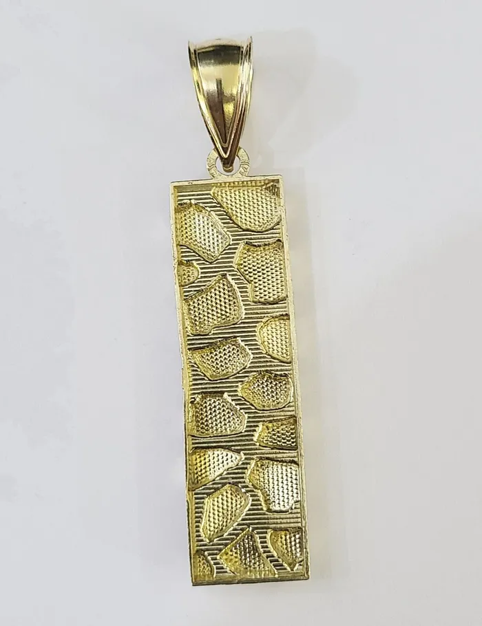 Gold and Diamond Real 10K Gold Nugget Pendant Diamond Cut 10kt yellow Gold Charm PreStyled Sets