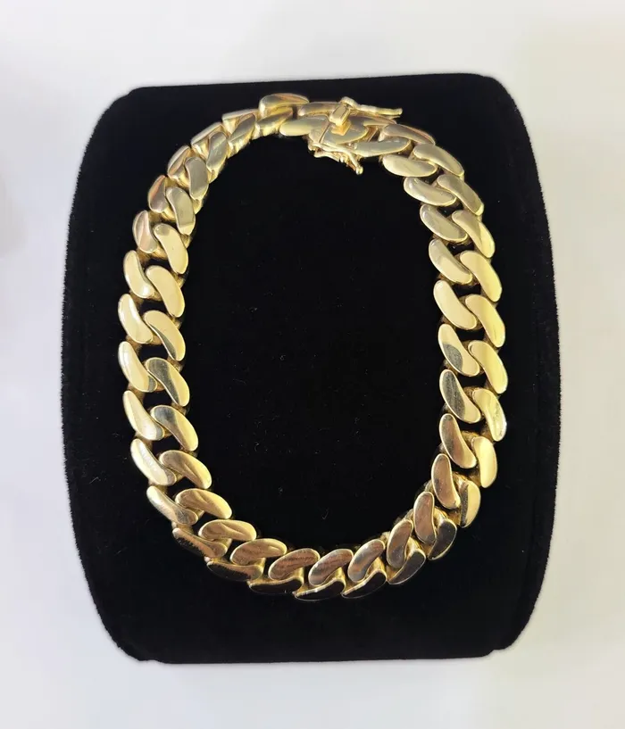 Gold and Diamond Real 10K Royal Monaco Bracelet Yellow Gold 8 Box Clasp 9mm Genuine Bracelets Gold and Diamond Real 10K Royal Monaco Bracelet Yellow Gold 8 Box Clasp 9mm Genuine Bracelets