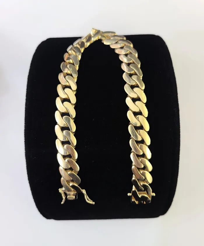 Gold and Diamond Real 10K Royal Monaco Bracelet Yellow Gold 8 Box Clasp 9mm Genuine Bracelets
