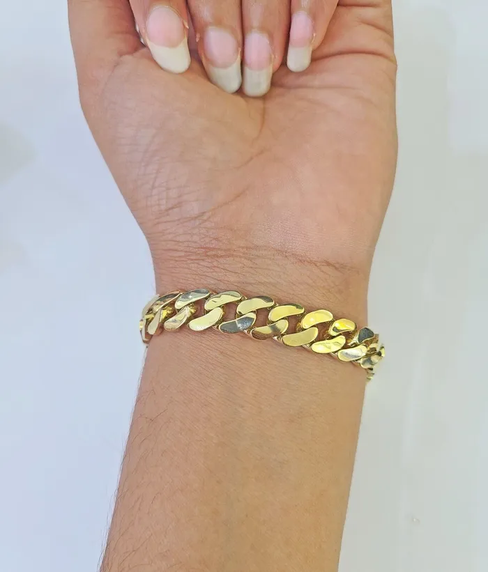 Gold and Diamond Real 10K Royal Monaco Bracelet Yellow Gold 8 Box Clasp 9mm Genuine Bracelets