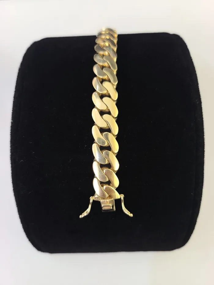 Gold and Diamond Real 10K Royal Monaco Bracelet Yellow Gold 8 Box Clasp 9mm Genuine Bracelets