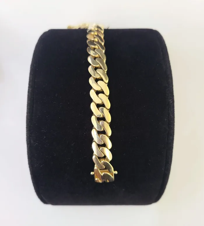 Gold and Diamond Real 10K Royal Monaco Bracelet Yellow Gold 8 Box Clasp 9mm Genuine Bracelets