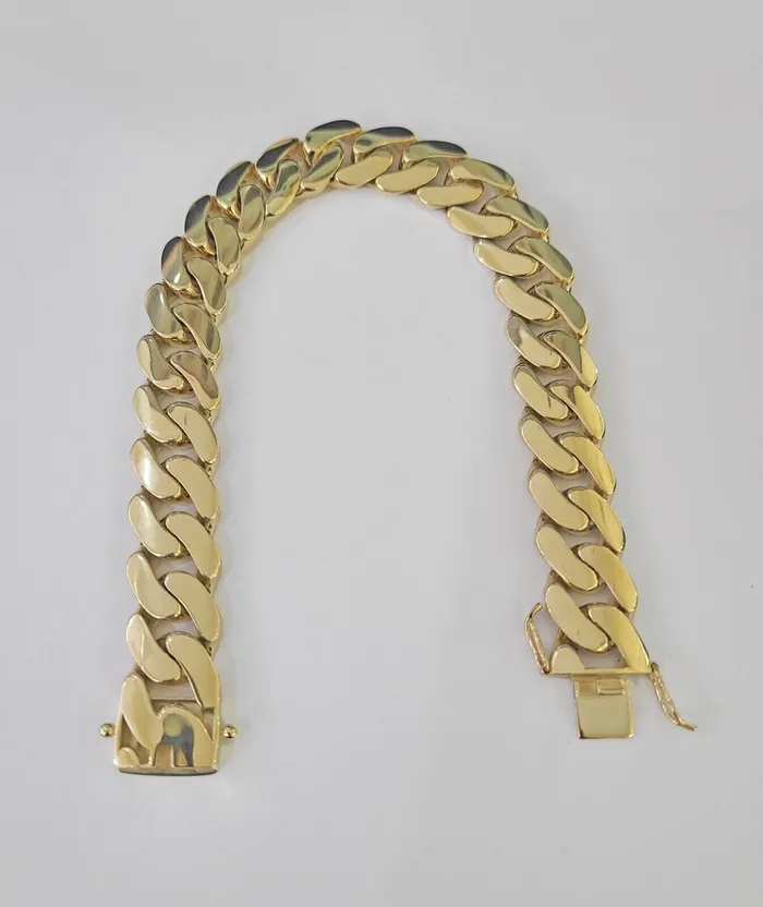 Gold and Diamond Real 10K Royal Monaco Bracelet Yellow Gold 9 Box Clasp 13mm Genuine Bracelets