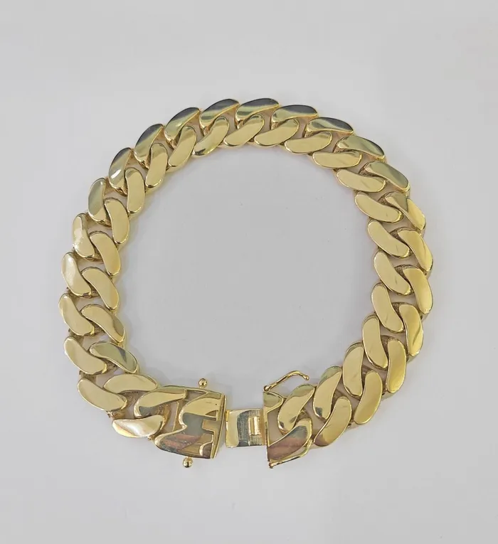 Gold and Diamond Real 10K Royal Monaco Bracelet Yellow Gold 9 Box Clasp 13mm Genuine Bracelets